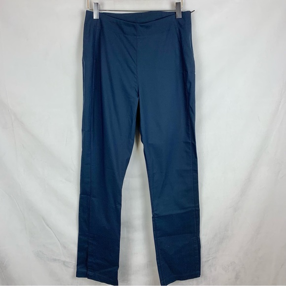 KIT & ACE Navy Pull on Slim Straight Leg Stretchy Split Hem Side Zip Pants Sz 4 - Picture 1 of 4